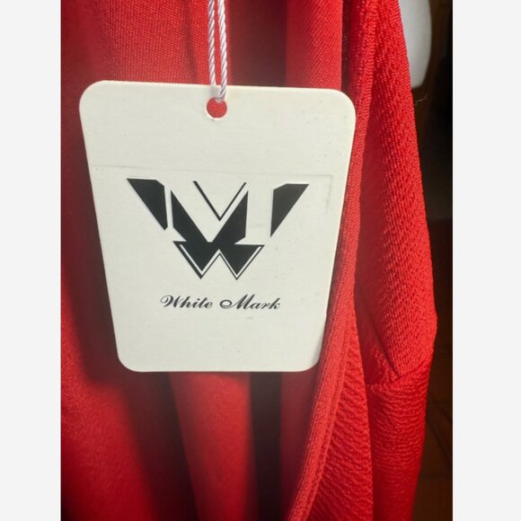 White Mark Red Fit & Flare Swing Dress Women’s 2XL Long Sleeve Scoop Neck - Picture 8 of 10
